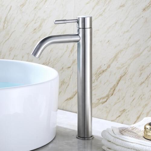 Stainless Steel Bathroom Basin Tap Single Cold Water Tap Wash Basin Faucet Deck Mounted Quickly Open Type Sink Tap Single Handle