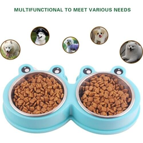 Non-slip Double Cat Bowls Stainless Steel Pet Dog Food Feer Water Bowls For Dog Cat Feeding Drinking Dish Pet Accessories