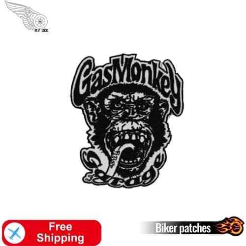 Monkey Embroidery Patches Iron on Badges for Clothing DIY Motorcycle Biker Decoration Jackets Vest Accessories Free Shipping