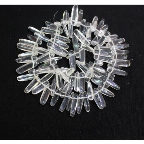 Wholesale 12-18 mm Stick Shape Synthesis White Clear Quartz Stone Beads For DIY Jewelry Making DIY Necklace 80 Pcs Strand 15