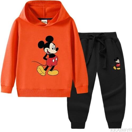 Disney Mickey Mouse Toddler Boys Fall Clothes Sets Long Sleeve Tops and Pants Halloween Outfits for Girls Children Clothing