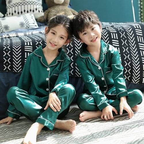 Baby Pajamas Winter Long Sleeve Silk Sleepwear Solid Color Comfort Girl Boy Nightwear Clothing Two Piece Set Summer Kids Clothes