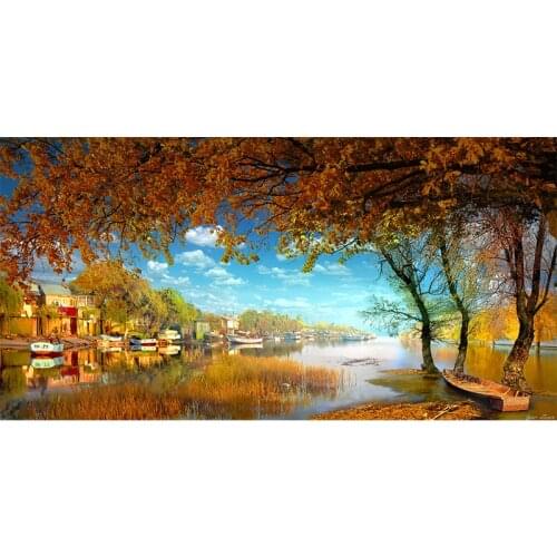 Full square DIY 5D diamond painting autumn landscape house cross stitch home decoration diamond embroidery mosaic ZWQ