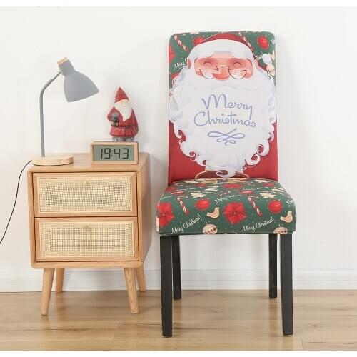 Stretch Removable Washable Dining Room Chair Protector Slipcovers Christmas Decoration Home Decor Dining Room Seat Cover