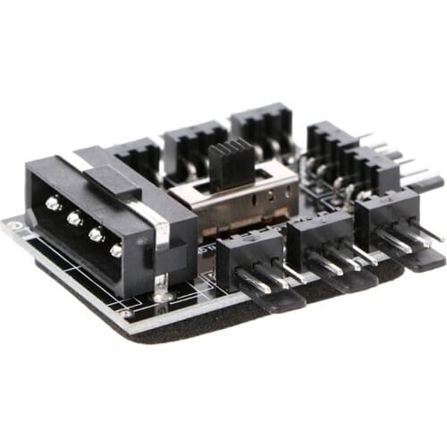 1 to 8 Way Splitter Cooler Cooling Fan Hub 3pin 12V Power Socket PCB Adapter 2 Level Speed Control PC Computer IDE Molex