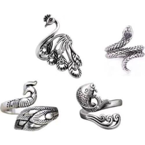 4Pcs Adjustable Knitting Loop Peacock Carp Open Ring Crochet Sewing Wear For Protect Fingers And Speed Up The Knitting Speed