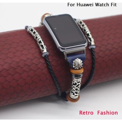 PU Leather Watch Band for Huawei Watch Fit Strap Smartwatch Accessories Retro Fashion Leather wristband bracelet Huawei Watch
