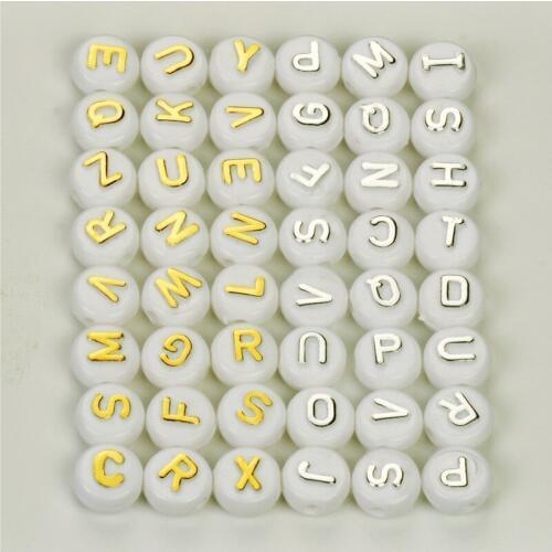 Silver/Gold/10mm Alphabet Letter Spacer Beading Beads SP 100Pcs For Baby Pacifier Clip Teether Jewelry Making DIY Bracelet