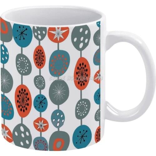 Mid Century Modern Design Teal Gray Orange Coffee Mugs 330ml Creative Travel Mug and Cup Office Drinkware Mugs Tazza Mid Century
