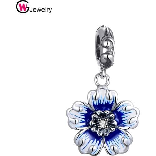 Victoria Style 92Sterling Silver Charms Silver Flower Beads Women Bracelet Pendant Necklace Diy Jewelery Classic GW- Aimili S421