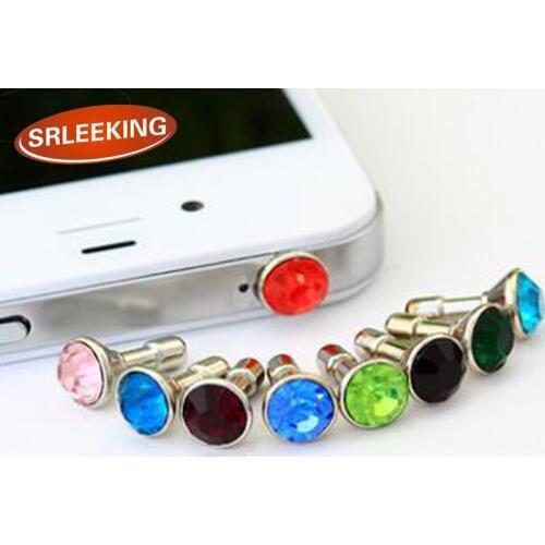 SRLEEKING 20 Pcs/lot staubstecker Bling Diamond Gem Cap Earphone Jack Anti handbag Dust Plug 3.5 mm Universal Plug mix colors