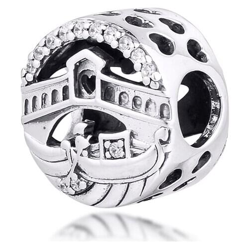 Venice Charm 925 Sterling Silver Clear Cz Openwork Beads for Jewelry Making Fit Charms Bracelet DIY 2020 Autum New 021271