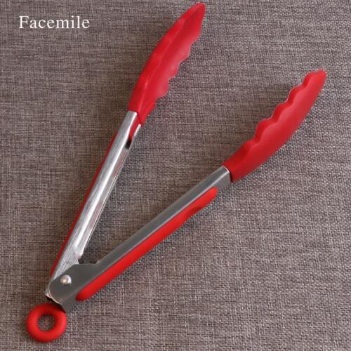 9inch 25CM Stainless Steel Utensils Kitchen Tongs Food Clip Silicone Rubber Tip Bakeware Tools Baking Accessories Green 52067