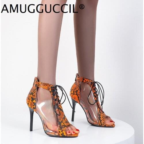 2021 New Plus Big Size 30-48 Black Orange Green Khaki Lace Up Zip Fashion Sexy High Heel Lady Sandals Women Summer Boots L1300