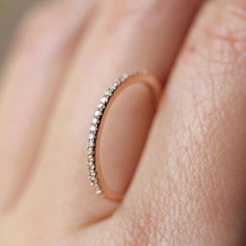 Milangirl Ring Single Row Zircon Women Engagement Ring Size 5/6/7/8/9/10/11/12 1piece/lot White Pink Ring