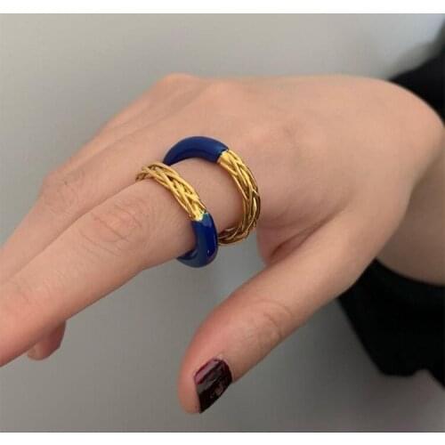 Retro Dripping Oil Twist Metal Open Ring Female New Personality Wild Temperament Fashion Geometric Ring Tide