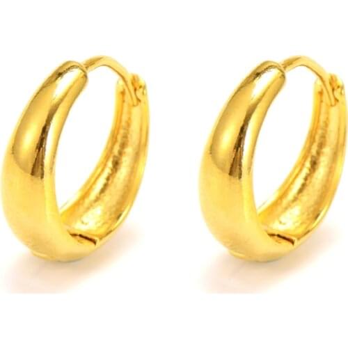18kt Yellow Gold Filled Over Hoop Medium Simple Everyday Wear Earrings For Women 1 Pair