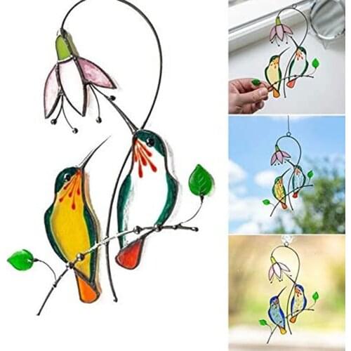 1pcs New Window Small Bird Decoration Metal Small Bird Memorial Handicrafts Gifts Window Hanging Garden Home Pendant Decoration