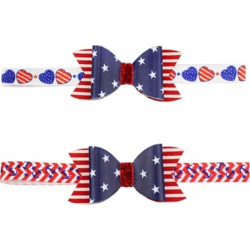 10pcs / lot ,American Flag Hair bow Hair Clips For Fourth of July Nylon Headband Hair Accessories Kids Patriotic Hair Bow
