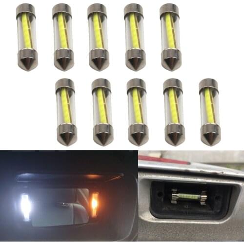 10X 360 Degree Filament COB LED Glass Shell Car Light Festoon 31mm 36mm 39mm 41mm Interior Reading Lamp Auto License Plate Bulb