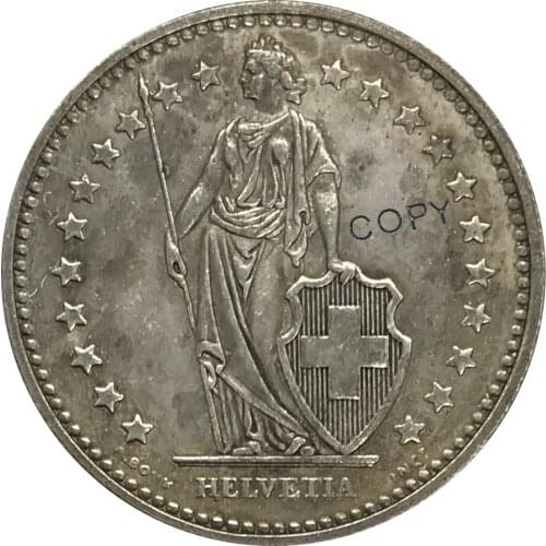 1974 Switzerland 2 Franken Cupronickel Plated Silver Collectibles Copy Coin