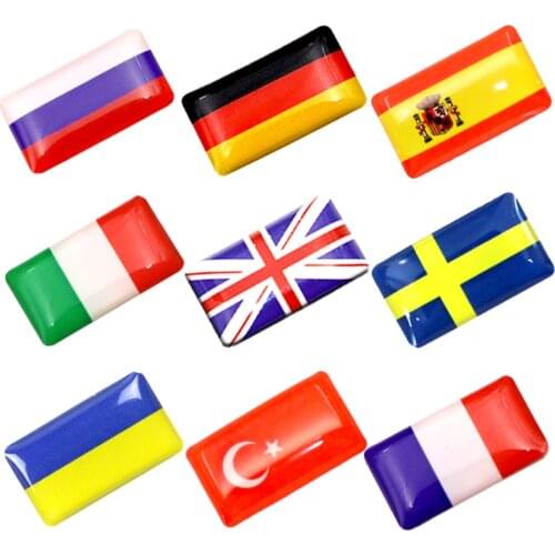 2-10pcs 1.8x1cm 3D Decorative Car Styling Glue Decals Badges Car Styling Stickers Emblems Custom Motor Decal for National Flags