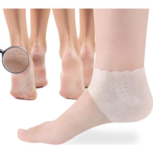 2pcs Soft Silicone Heel Sock Ladies Prevent Dry Skin Relieve Foot Pain Skin Care Gel Moisturizing Sock Protector Foot Care Tool