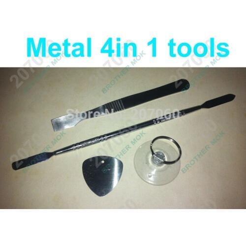 4 in 1 Metal Opening Tools Kit Set Pry Repair Tool For iPhone iPad Samsung Tablet PC (Pry Tool+Scraper+Pick+Vacuum Cup)