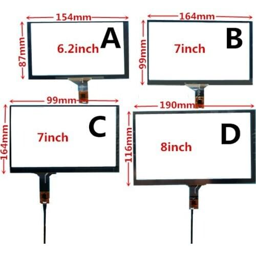 6.2/7/8 inch Universal High compatibility Capacitive Touch Digitizer for Car DVD navigation multimedia Touch screen panel Glass