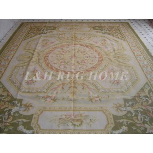 Free shipping 9'x12' French style aubusson carpets hand knotted rugs Woolen French Aubusson Rugs high quality rug