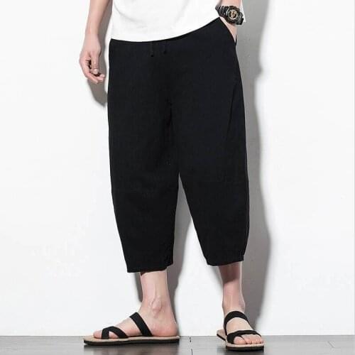 Plus size Male Cross Pants M- 5XL 6XL 7XL cotton linen Harem Pants Hiphop Jogger Trousers black gray blue red wide leg pants