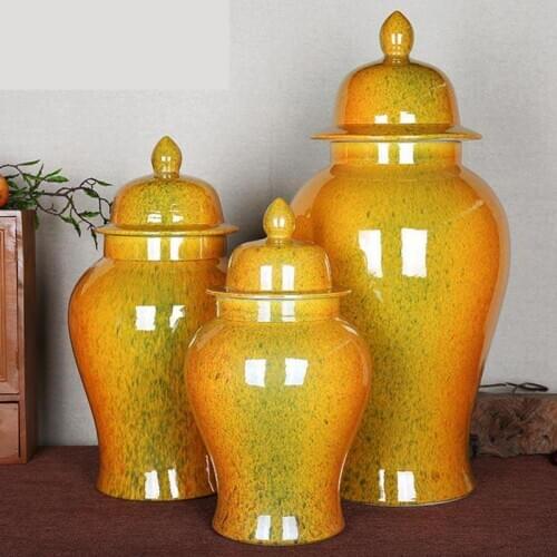 Jingdezhen Creative Handmade Small Bottle Kiln Flower Glaze Home temple Jar Living Room Porch Soft Decoration Ceramics jar vase