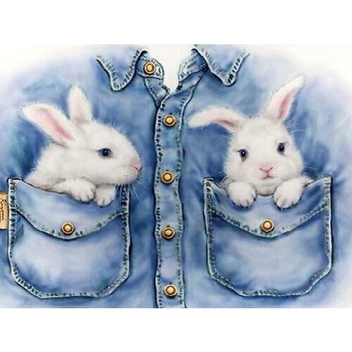 Diy 5D Diamond Embroidery Pocket Bunny Crystal Square Round Diamond Painting Cross Stitch Kits Needlework Wall StickersZP-1714