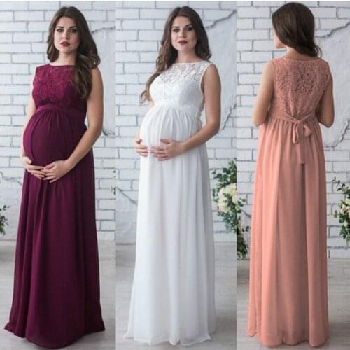 Maternity Dress Lace Party Formal Evening Dress Pregnancy Clothes Lady Elegant Vestidos Pregnant Women Photo Shoot Long Dresses