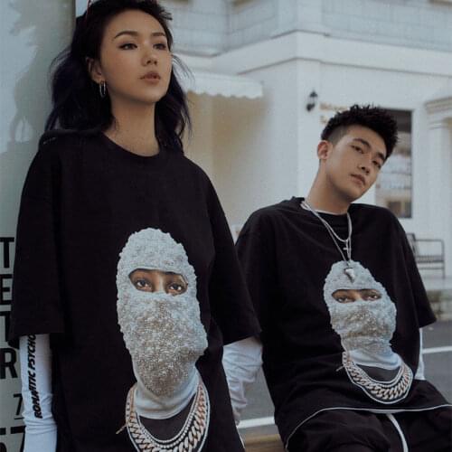 2021 cotton printed round neck t-shirt mens and womens loose half sleeve couples summer short sleeve quarter sleeve clothes