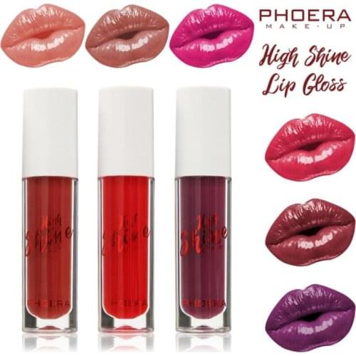 PHOERA High-gloss Mirror Moisturizing Lip Gloss Makeup Set Non-sticky Voluminous-looking Pigment Lip Glaze Beauty Lipstick TSLM1