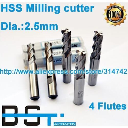 HSS M2Al Steel 2.5mm End Mill cutter 2.50mm Fully Ground spiral Milling cutter with Hardness HRC 32