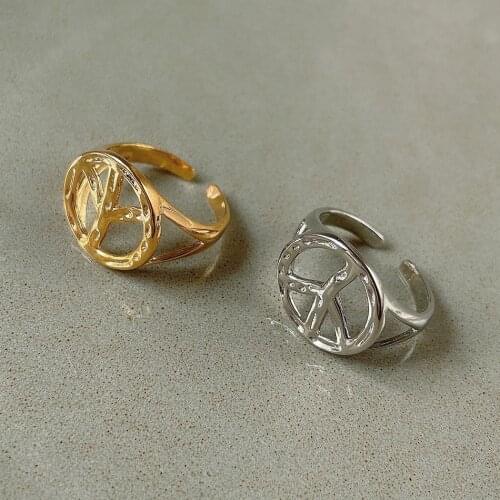 925 Sterling Silver Ring Fashion Heterogeneous Peace Ring Personality Wild Womens Party Jewelry Couple Ring Opening Adjustable