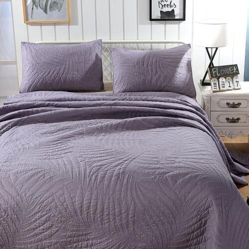 Quality Cotton Bedspread Quilt Set 3pcs Coverlet Quilted bedding Solid Embroidered Quilts Bed Covers King Queen Size Blanket