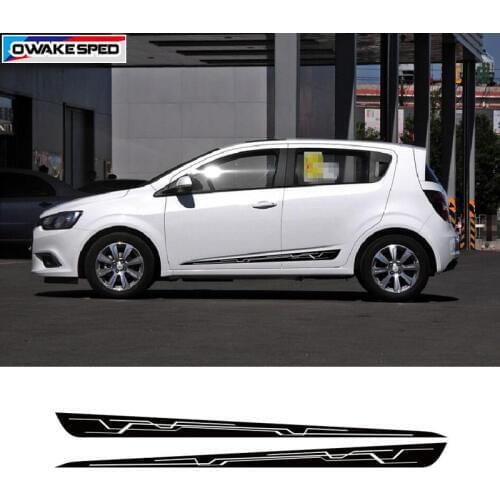 Creative Sport Stripes Car Door Side Skirt Sticker For Chevrolet Sonic AVEO Hatchback Sedan Vinyl Decal Body Accessories