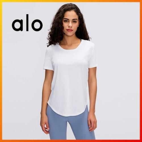 Alo Yoga Summer Womens Short Sleeve 8-Color Loose Sports Top Yoga Fitness Running T-shirt S2005