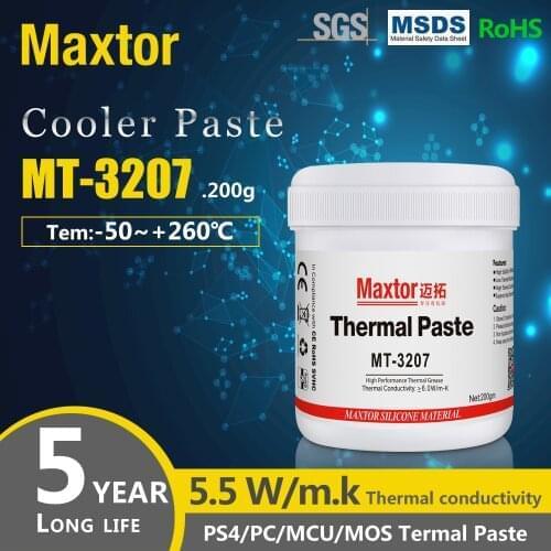 Maxtor Thermal Paste MT3207 5.5W/mk 200g PC CPU GPU PS4 Computer 5G MCU Equipment Cooler fan thermal heatsink grease Paste