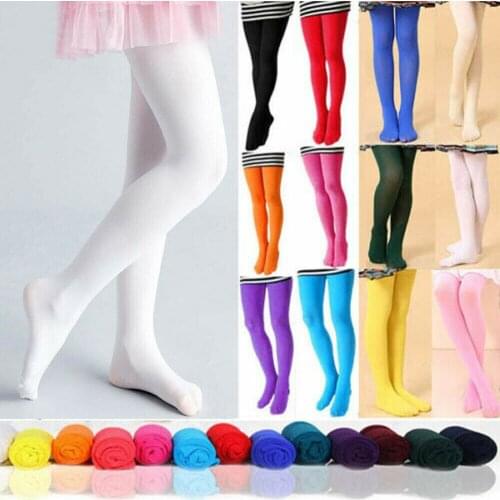 Cute Girls Kids Tights Opaque Pantyhose Hosiery Ballet Dance Stockings Candy Colors 1Pair Age 1-12Y