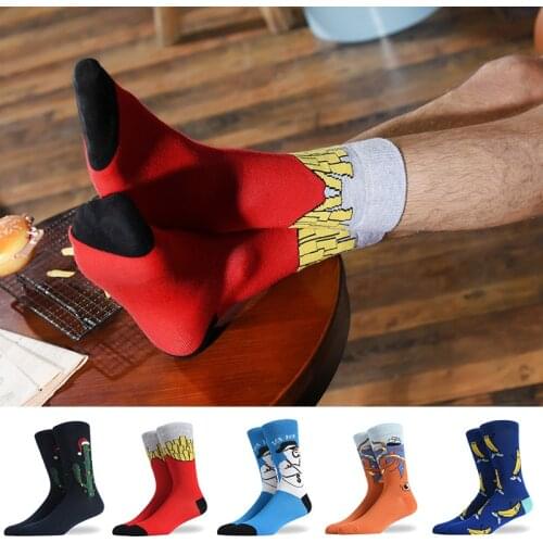 Fashion Mens Breathable Crew Socks Western Cartoon Style Women Funny Cute Gifts For Man Compression Middle Tube Casual Socks
