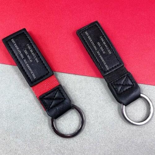 Trendy English Woven Leather Cord Keychain Creative Couple Women Car Bag Key Ring Jewelry Gifts