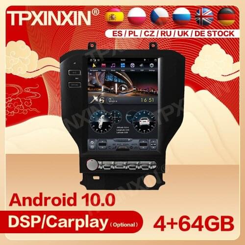 Carplay 2 Din Android 9 Tesla Screen Multimedia Stereo For Ford Mustang 2015 2016 2017 GPS BT Radio Viedo Audio Player Head Unit