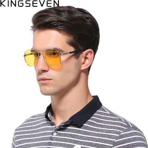 KINGSEVEN Men Glasses Drivers Night Vision Goggles Anti-Glare Sun glasses men Polarized Driving Sunglasses Retro Gafas De Sol