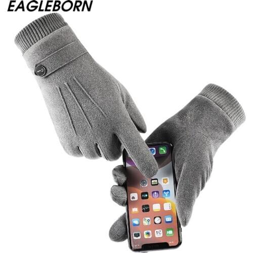 New Winter Warm Gloves Men Velvet Leisure Driving Outdoor Cycling Plus Velvet Touch Screen Gloves Men Mittens Daily Warm Gloves