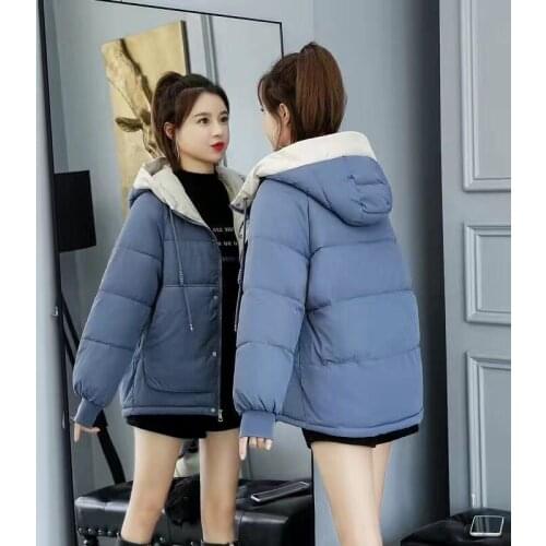 Casual Loose Outerwear solid Short Coats Winter Jacket women Women Hooded Parkas Female Slim Cotton padded basic Outwear