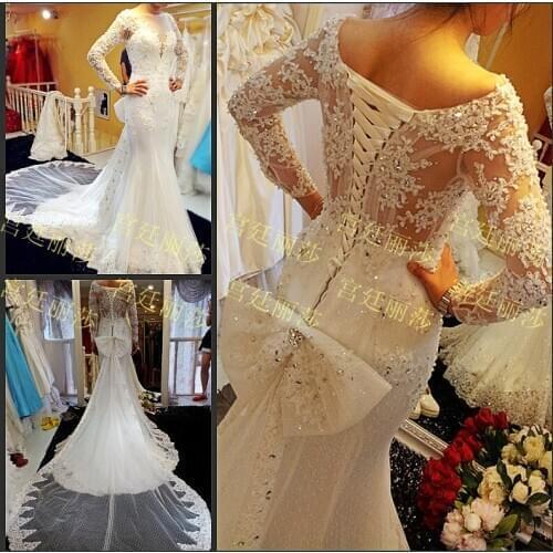 Real Picture 2018 vestido de noiva Popular Sexy Beads Crystal Custom Made Free Shipping bridal gown mother of the bride dresses